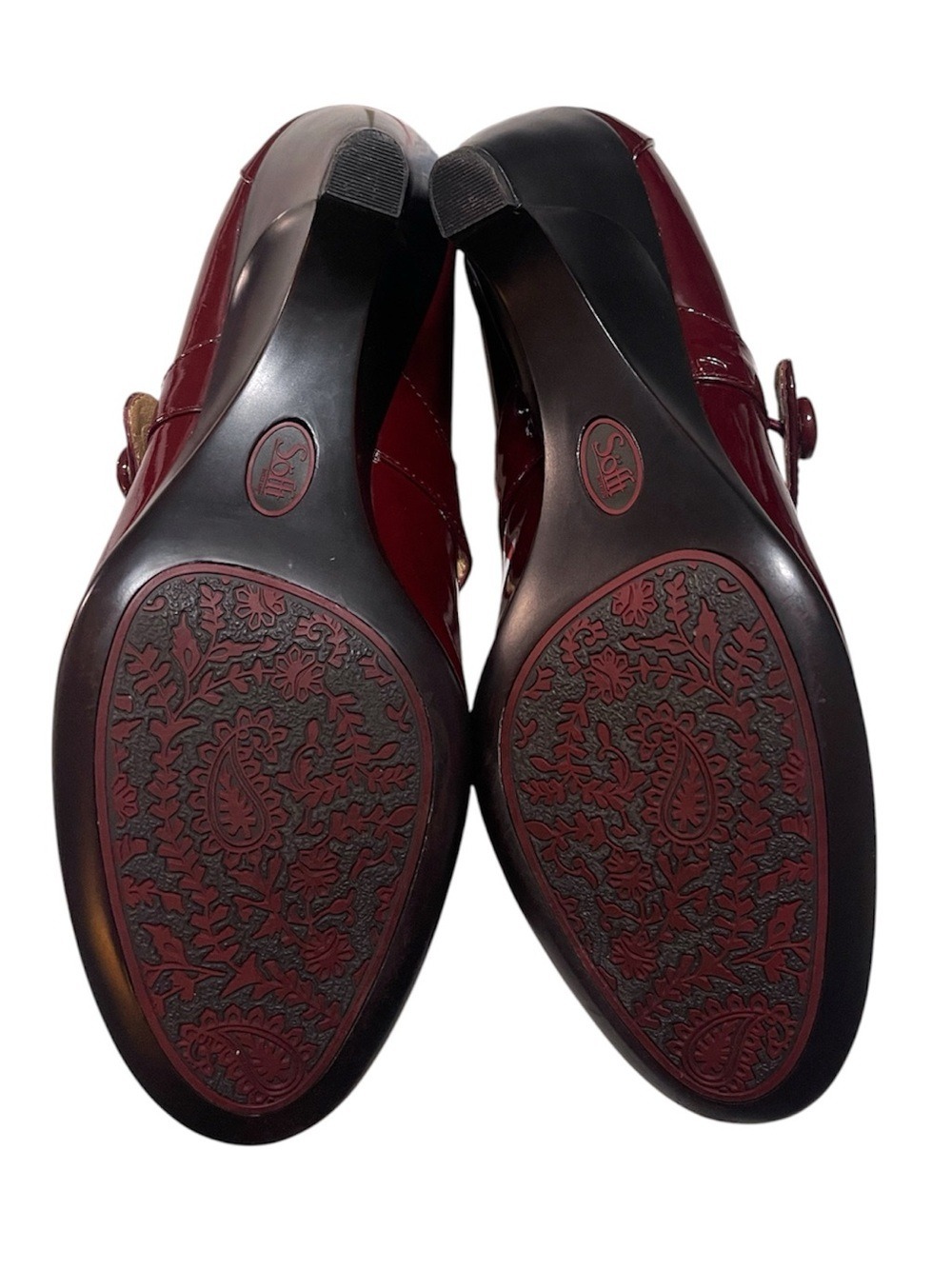 Sofft Fiorenza Mary Jane Size 9.5 M Chianti Patent Leather Pump Heels Burgundy - Picture 7 of 7